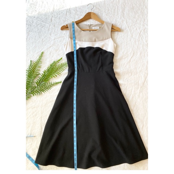 Calvin Klein Black and Cream Midi Dress - Picture 2 of 8